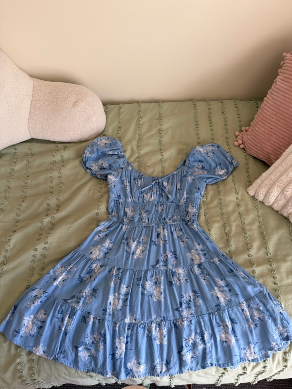 Hollister Light Blue Floral Square-Neck Mini Dress - Picture 3 of 3